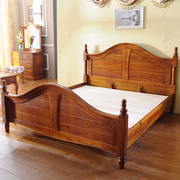 美式田园床实木大床1.8米红橡纹红椿木家具双人床1.5米成人实