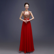 红色晚礼服裙2024女伴娘平时可穿高级感轻奢小众高端宴会订婚聚会