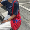 布语自制韩版ins同款红色帆布袋 休闲字母印花帆布单肩包