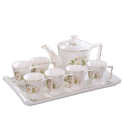 简约 欧式礼盒装带托盘家用茶壶茶杯陶瓷整套茶具茶盘套装