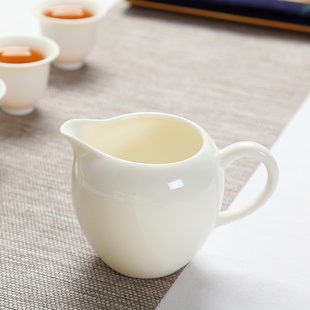 白瓷公道杯大号温润如玉德化陶瓷茶具配件，茶漏套装分茶器