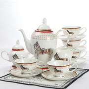 欧式骨瓷15头咖啡具套装 中式复古风茶具英式咖啡杯碟送礼佳品