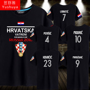克罗地亚世界杯足球队服短袖t恤男女纯棉半袖运动休闲球迷上衣服
