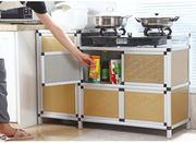 简易橱柜厨房灶台柜煤，气柜不锈钢碗柜家用铝合金储物柜经济型菜厨