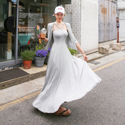 夏季韩版女装时尚两件套装吊带裙子莫代尔修身显瘦大摆长裙套