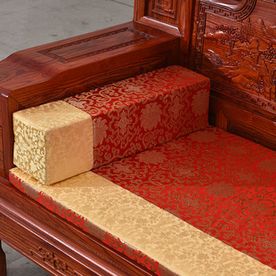 中式仿古典红木家具沙发床，靠枕垫方枕抱枕，扶手枕腰枕绸缎海绵