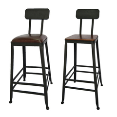 美式复古铁艺吧台椅高脚凳靠背酒吧椅甜品店桌椅组合实木小圆方桌