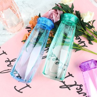 韩国创意钻石塑料杯 简约情侣男女学生随手水瓶 个性便携水杯子
