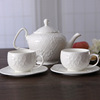 唐山纯白色高档骨瓷咖啡具茶具套装浮雕玫瑰咖啡杯碟咖啡壶茶壶