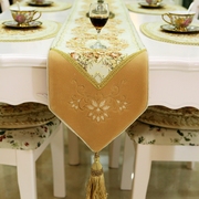欧式奢华金丝刺绣布艺，餐厅桌旗餐垫床旗椅垫，中式客厅茶几旗垫席