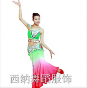 傣族舞蹈服装成人女修身鱼尾裙民族风演出艺考套装孔雀裙