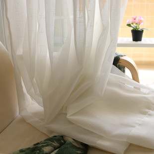 经典十字麻纱客厅阳台，卧室飘窗纱帘白纱，成品白色落地窗帘定制