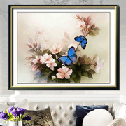 3d十字绣精准印花蓝色蝴蝶客厅，婚礼线绣十字绣，画简约现代满绣