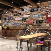 定制壁画 复古做旧铁皮车牌照 怀旧铁皮画酒吧KTV壁纸 咖啡厅墙饰