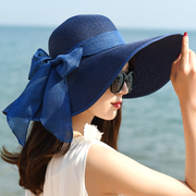 韩版帽子女夏天防晒大沿太阳，沙滩帽海边度假遮阳帽可折叠出游草帽