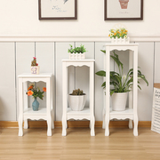 欧式实木花架白色简约单个省空间架落地客厅花架吊兰绿萝室内木质