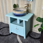 地中海浴室柜美式洗手盆柜，组合欧式乡村，落地蓝色洗脸盆卫浴柜面盆