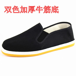 老北京布鞋男女款夏秋季透气软底防滑套脚平跟加厚双色橡胶牛筋底