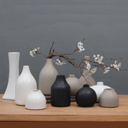 中式黑白色简约陶瓷，小花瓶家居装饰品，摆件日式极简花插