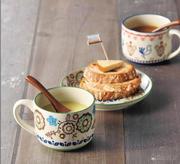 ZAKKA日本进口日系手绘花纹陶瓷餐具咖啡杯三色入厨房用品