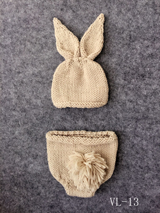 儿童摄影服装手工毛线编织影楼宝宝满月百天拍照服饰小兔子
