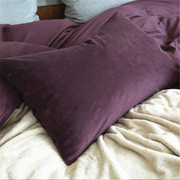 深紫色天鹅绒枕套加厚磨毛法兰绒枕套一对48*74枕头套法莱绒枕套