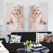 双胞宝宝画海报双胞胎宝宝照片墙，贴纸外国娃娃，画萌照房间贴画装饰