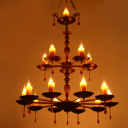 欧式复古铁艺美式乡村蜡烛吊灯客厅灯个性简约创意酒吧工程灯具