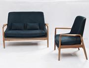 北欧休闲沙发日式现代布艺单人双人沙发组合橡木U型咖啡厅沙发椅