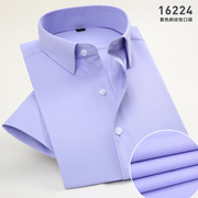 夏季斜纹衬衫男短袖青年商务，职业工装休闲紫色，衬衣西装寸衫打底衫