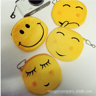 日本原宿zipper童趣经典可爱黄色，小笑脸零钱包，硬币包可爱(包可爱)毛绒挂件