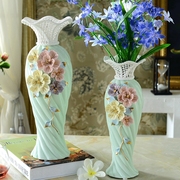 手工花瓶 欧式田园陶瓷花瓶 客厅家居饰品摆件 结婚礼物 新房装饰
