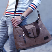 帆布潮流韩版男包商务休闲旅行包男士，包英伦(包英伦)手提包单肩斜挎包横款