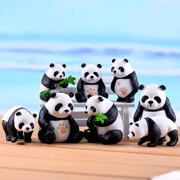 微景观多肉装饰可爱大熊猫创意手工摄影抱竹子熊猫公仔蛋糕小饰品