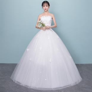 婚纱礼服2023夏季新娘结婚韩式简约可爱街拍森系齐地抹胸婚纱女