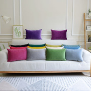 纯色天鹅绒抱枕靠垫，欧式沙发长方形靠枕床头枕头，大靠背套定制