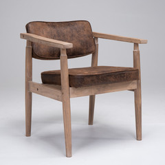 实木复古做旧靠背椅欧式扶手