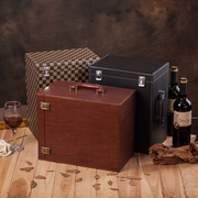 定制红酒皮盒六支葡萄酒，包装盒六瓶装皮箱红酒盒，包装订做红酒盒子