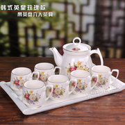 简约欧式礼盒装带托盘家用茶壶茶杯陶瓷，整套茶具茶盘套装