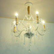 欧式蜡烛水晶吊灯家用现代简约餐厅灯，led客厅三头客厅卧室