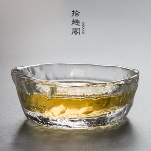 锤纹玻璃品杯日本纯手工功夫，茶品茗杯耐热玻璃茶杯功夫茶具小杯