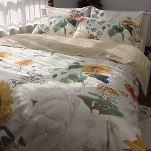 美式乡村柔软竹棉四件套向日葵花，属于你的爱四季可用舒服床品