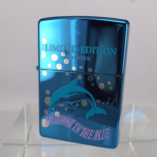 正版1999年a限量蓝冰海洋之星，便携烟缸礼盒打火机zippo