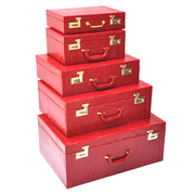 结婚皮箱红箱子结婚箱子结婚陪嫁箱手提密码箱嫁妆箱官箱红色箱子