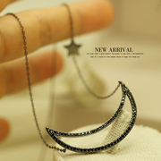 T52纳米锆月亮水晶短项链锁骨链女韩国饰品可爱项链颈链