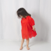 女宝宝橘红色连衣裙宽松纯棉中长袖，洋气胖儿童娃娃衫小童2021夏装