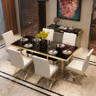 北欧大理石餐桌长方形，轻奢餐桌椅组合现代简约网红小户型家用饭桌