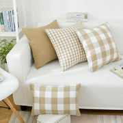 北欧风格简约现代长条纹格子沙发抱枕套长方形靠垫地中海靠枕布艺