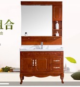 简约橡木浴室柜组合落地式实木，洗漱台洗脸盆洗手盆卫浴柜简欧双盆