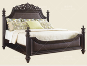 美式乡村家具定制卧室实木床欧式实木，雕花布艺双人床